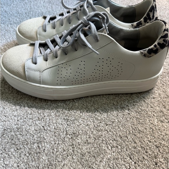 P448 Gray and Black  Leather Sneakers with Perforated Detailing size 43 - Picture 1 of 14